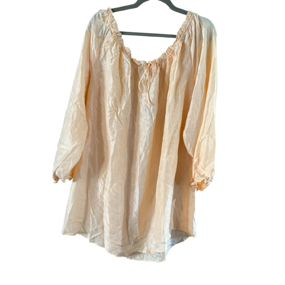 CW Electra Peach Ombre Silk Off Shoulder Blouse Medium - Picture 2 of 8